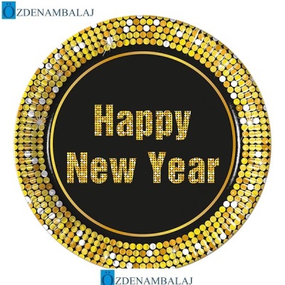 HAPPY NEW YEAR KÂGIT TABAK 23 CM - 1