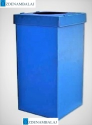 PLASTİK ATIK KÂĞIT KUTUSU 35*35*70  CM [ MAVİ ] - 2