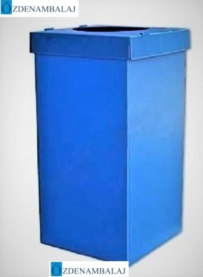 PLASTİK ATIK KÂĞIT KUTUSU 35*35*70  CM [ MAVİ ] - 2