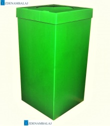 PLASTİK ATIK KÂĞIT KUTUSU 35*35*70 CM [ YEŞİL ] - 2
