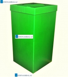 PLASTİK ATIK KÂĞIT KUTUSU 35*35*70 CM [ YEŞİL ] - 3