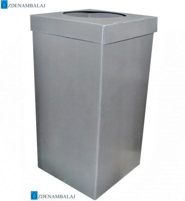PLASTİK ATIK KÂĞIT KUTUSU 35*35*70 CM [ GRİ ] - 1