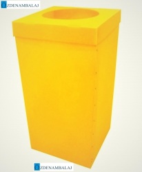 PLASTİK ATIK KÂĞIT KUTUSU 35*35*70 CM  [ SARI ]