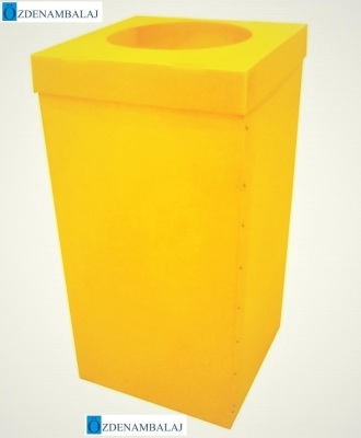 PLASTİK ATIK KÂĞIT KUTUSU 35*35*70 CM  [ SARI ] - 2