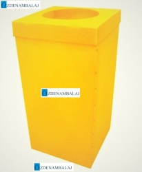 PLASTİK ATIK KÂĞIT KUTUSU 35*35*70 CM  [ SARI ] - 3