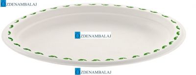 BASKILI OVAL EKOLOJİK TABAK 28*20 CM 50'Lİ - 2