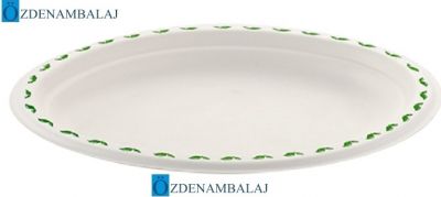 BASKILI OVAL EKOLOJİK TABAK 28*20 CM 50'Lİ - 1