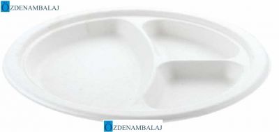 BASKISIZ 3 GÖZLÜ EKOLOJİK TABAK 26 CM 50'Lİ - 1