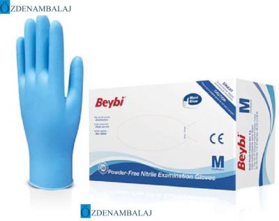 BEYBİ MAVİ NİTRİL MUAYENE ELDİVENİ PUDRASIZ ( M ) - 1