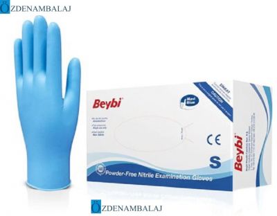 BEYBİ MAVİ NİTRİL MUAYENE ELDİVENİ PUDRASIZ ( S ) - 1
