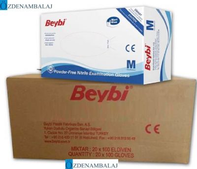 BEYBİ MAVİ NİTRİL MUAYENE ELDİVENİ PUDRASIZ ( S ) - 3