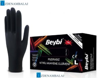 BEYBİ NİTRİL ELDİVEN PUDRASIZ SİYAH (L) - 1