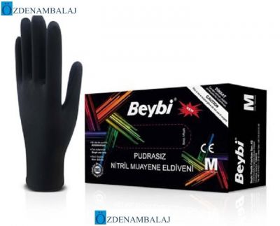 BEYBİ NİTRİL ELDİVEN PUDRASIZ SİYAH (M) - 1