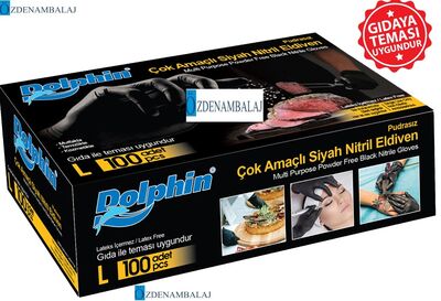 DOLPHİN ÇOK AMAÇLI SİYAH NİTRİL ELDİVEN (L) (Gıdaya Uygun) - 5