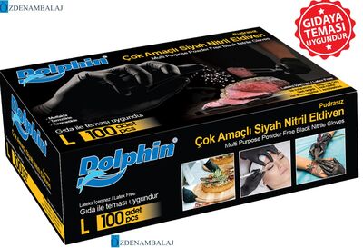 DOLPHİN ÇOK AMAÇLI SİYAH NİTRİL ELDİVEN (L) (Gıdaya Uygun) - 3