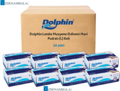 DOLPHİN PUDRALI MAVİ LÂTEKS ELDİVEN ( L ) - 1