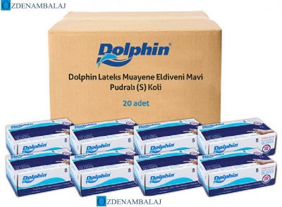 DOLPHİN PUDRALI MAVİ LÂTEKS ELDİVEN ( S ) - 1
