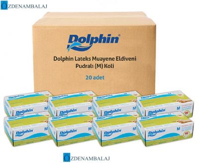DOLPHİN LATEX MUAYENE ELDİVENİ PUDRALI ( M ) - 1