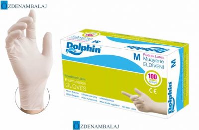 DOLPHİN LATEX MUAYENE ELDİVENİ PUDRALI ( M ) - 2