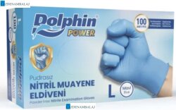 DOLPHİN POWER MAVİ KALIN NİTRİL PUDRASIZ ELDİVEN ( L ) - 2