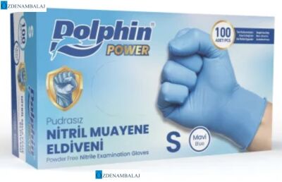 DOLPHİN MAVİ KALIN NİTRİL PUDRASIZ ELDİVEN ( S ) - 2
