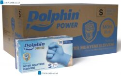 DOLPHİN MAVİ KALIN NİTRİL PUDRASIZ ELDİVEN ( S )