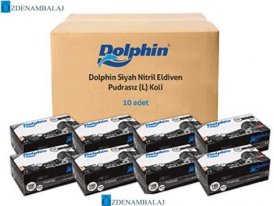 DOLPHİN SİYAH NİTRİL ELDİVEN PUDRASIZ EKSTRA KALIN ( L ) - 1