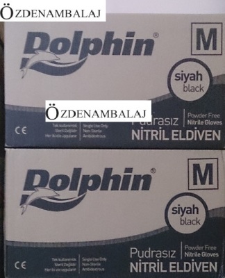 DOLPHİN SİYAH NİTRİL ELDİVEN PUDRASIZ EKSTRA KALIN (M ) - 3