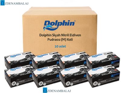 DOLPHİN SİYAH NİTRİL ELDİVEN PUDRASIZ EKSTRA KALIN (M ) - 1