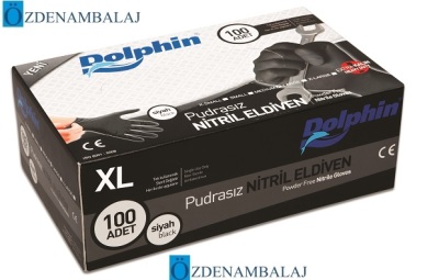 DOLPHİN SİYAH NİTRİL ELDİVEN PUDRASIZ EKSTRA KALIN (XL ) - 2