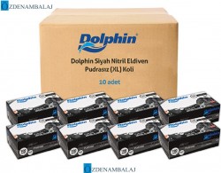 DOLPHİN SİYAH NİTRİL ELDİVEN PUDRASIZ EKSTRA KALIN (XL ) - 1