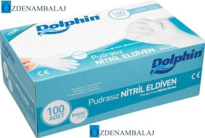 DOLPHİN NİTRİL MUAYENE ELDİVENİ PUDRASIZ BEYAZ ( S ) - 1