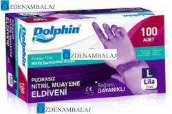 DOLPHİN NİTRİL MUAYENE ELDİVENİ PUDRASIZ LİLA ( L ) - 2