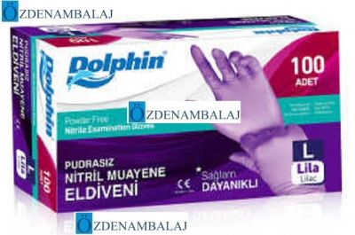 DOLPHİN NİTRİL MUAYENE ELDİVENİ PUDRASIZ LİLA ( L ) - 2