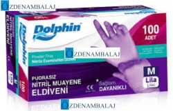 DOLPHİN NİTRİL MUAYENE ELDİVENİ PUDRASIZ LİLA ( M ) - 2
