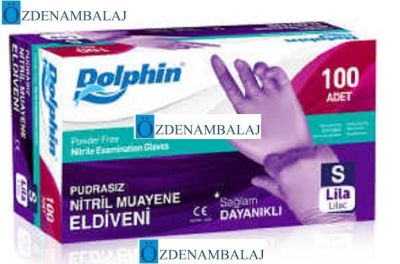 DOLPHİN NİTRİL MUAYENE ELDİVENİ PUDRASIZ LİLA ( S ) - 1