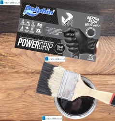 ​​DOLPHİN POWER GRİP EKSTRA KALIN SİYAH NİTRİL ELDİVEN ELMAS DOKULU ( XL ) - 2