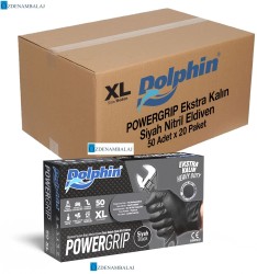 ​​DOLPHİN POWER GRİP EKSTRA KALIN SİYAH NİTRİL ELDİVEN ELMAS DOKULU ( XL ) - 3