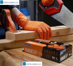 ​DOLPHİN POWER GRİP EKSTRA KALIN TURUNCU NİTRİL ELDİVEN ELMAS DOKULU ( L ) - 4