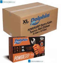 DOLPHİN POWER GRİP EKSTRA KALIN TURUNCU NİTRİL ELDİVEN ELMAS DOKULU ( XL )