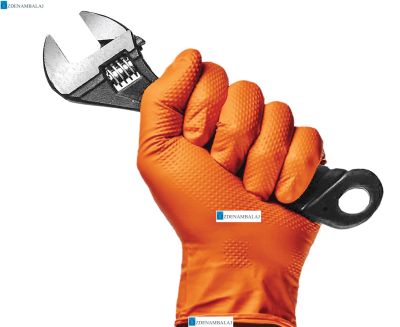 ​DOLPHİN POWER GRİP EKSTRA KALIN TURUNCU NİTRİL ELDİVEN ELMAS DOKULU ( XL ) - 2