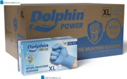 DOLPHİN POWER MAVİ KALIN NİTRİL PUDRASIZ ELDİVEN ( XL )