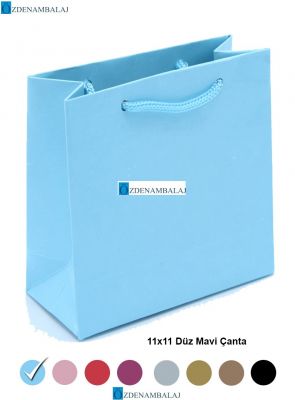 DÜZ MAVİ HEDİYELİK ÇANTA 11*11*CM 50’Lİ - 2