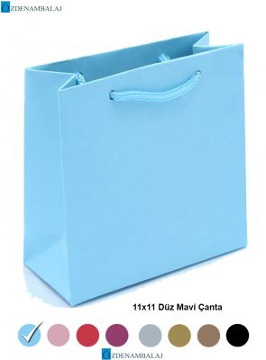 DÜZ MAVİ HEDİYELİK ÇANTA 11*11*CM 50’Lİ - 1