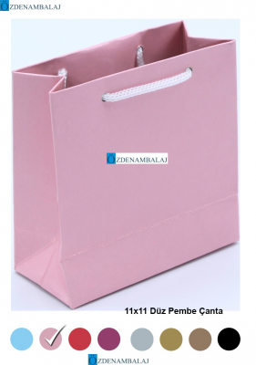 DÜZ PEMBE HEDİYELİK ÇANTA 11*11*CM 50’Lİ - 2