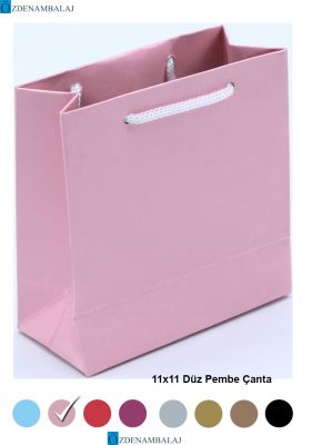 DÜZ PEMBE HEDİYELİK ÇANTA 11*11*CM 50’Lİ - 1