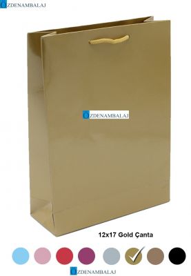 GOLD ( ALTIN ) HEDİYELİK MOZAİK KARTON ÇANTA 12*17*CM 25’Lİ - 2