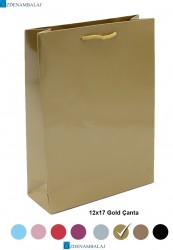 GOLD ( ALTIN ) HEDİYELİK MOZAİK KARTON ÇANTA 12*17*CM 25’Lİ - 1