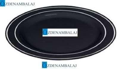 LÜKS PLASTİK TABAK GÜMÜŞ YALDIZLI SİYAH 26 CM 6'LI - 2