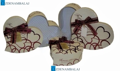 HEDİYE KUTUSU KREM RENKLİ 3'LÜ 24*22*10 CM - 1